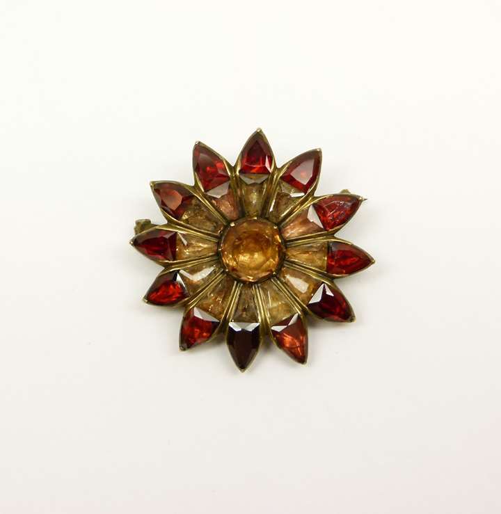 18th century garnet and topaz flowerhead brooch